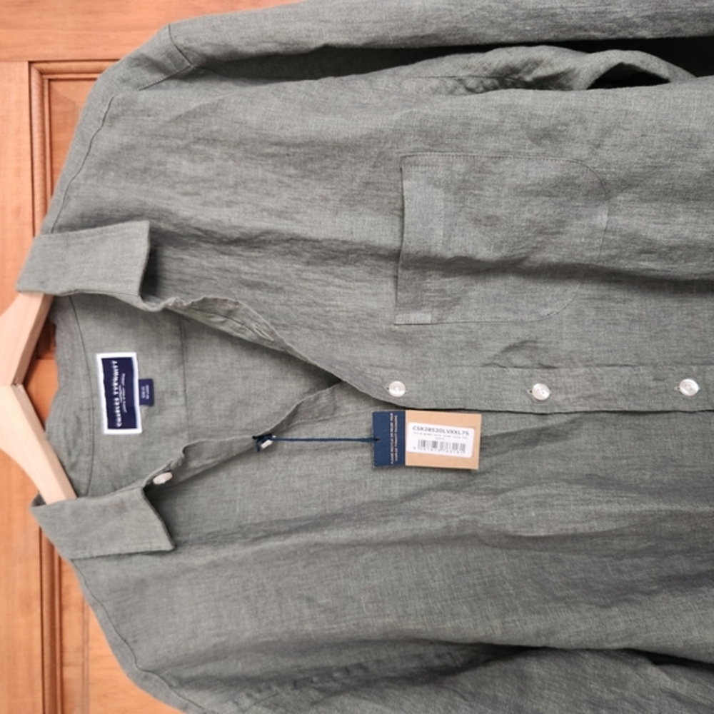 Pure Linen Olive Green Shirt